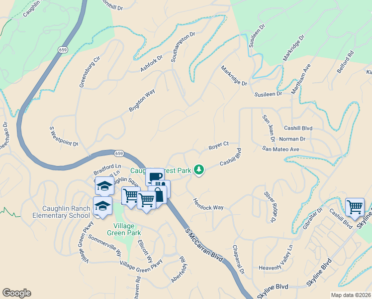 map of restaurants, bars, coffee shops, grocery stores, and more near 3867 Vistacrest Drive in Reno