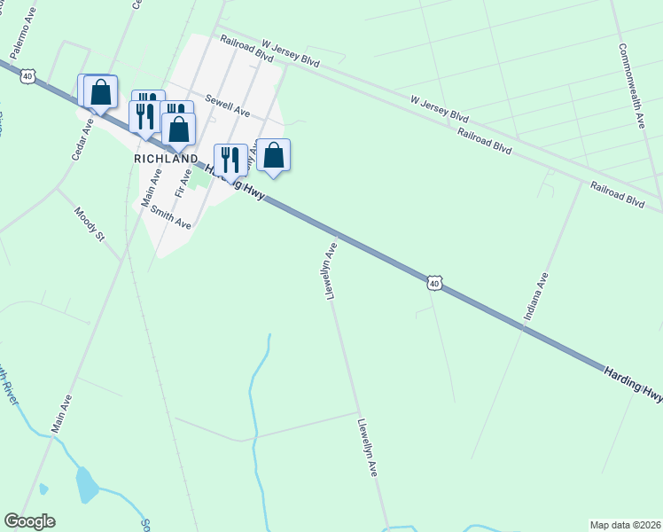 map of restaurants, bars, coffee shops, grocery stores, and more near 356 Llewellyn Avenue in Buena Vista Township