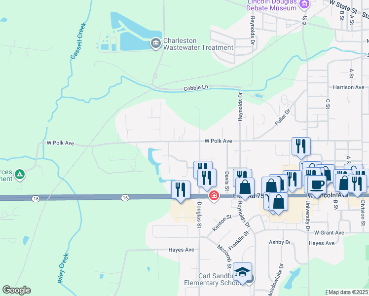 map of restaurants, bars, coffee shops, grocery stores, and more near 904-918 West Polk Avenue in Charleston
