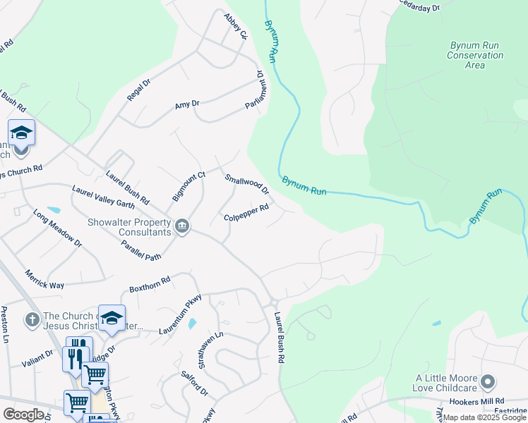 map of restaurants, bars, coffee shops, grocery stores, and more near 2618 Colpepper Road in Abingdon