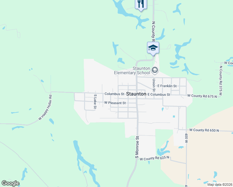 map of restaurants, bars, coffee shops, grocery stores, and more near 306 West Columbus Street in Staunton