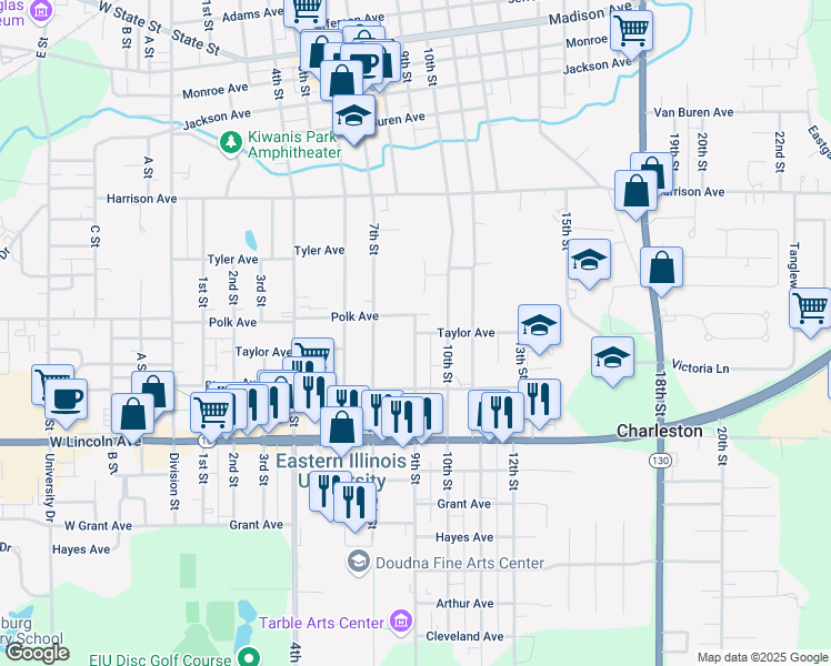 map of restaurants, bars, coffee shops, grocery stores, and more near 900 Taylor Avenue in Charleston
