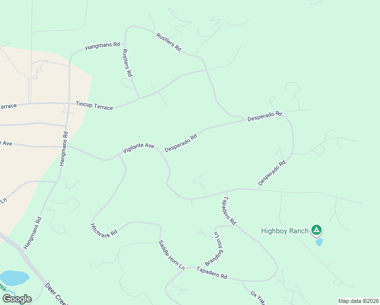 map of restaurants, bars, coffee shops, grocery stores, and more near 128 Desperado Road in Bailey