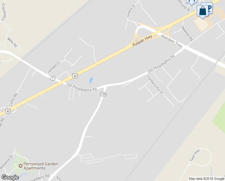 map of restaurants, bars, coffee shops, grocery stores, and more near 1045 Old Philadelphia Road in Aberdeen