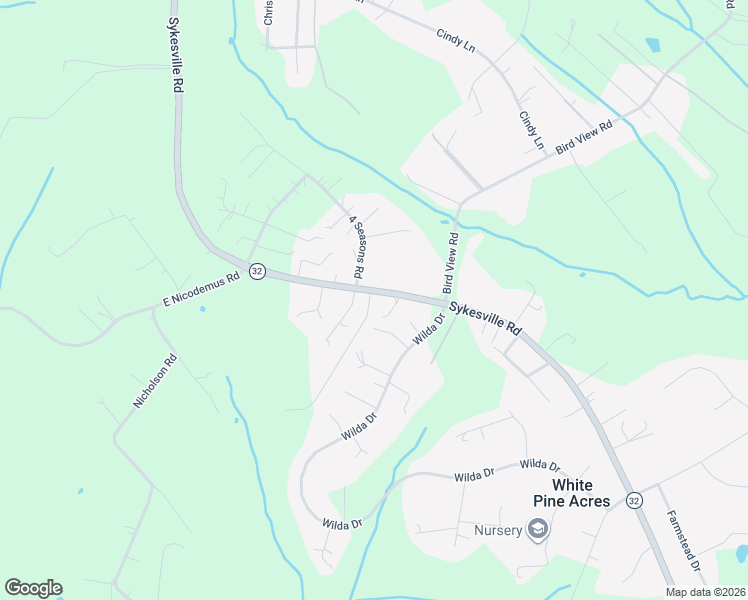 map of restaurants, bars, coffee shops, grocery stores, and more near 3170 Sykesville Road in Westminster