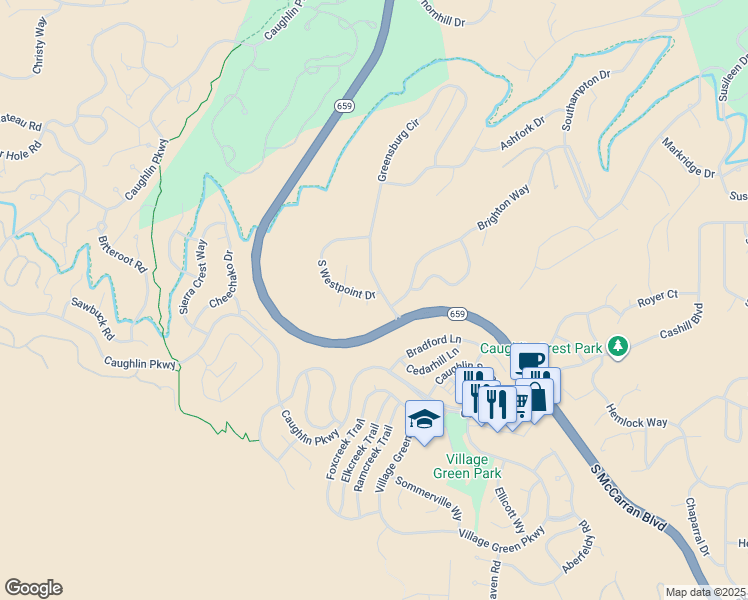 map of restaurants, bars, coffee shops, grocery stores, and more near 3295 Greensburg Circle in Reno
