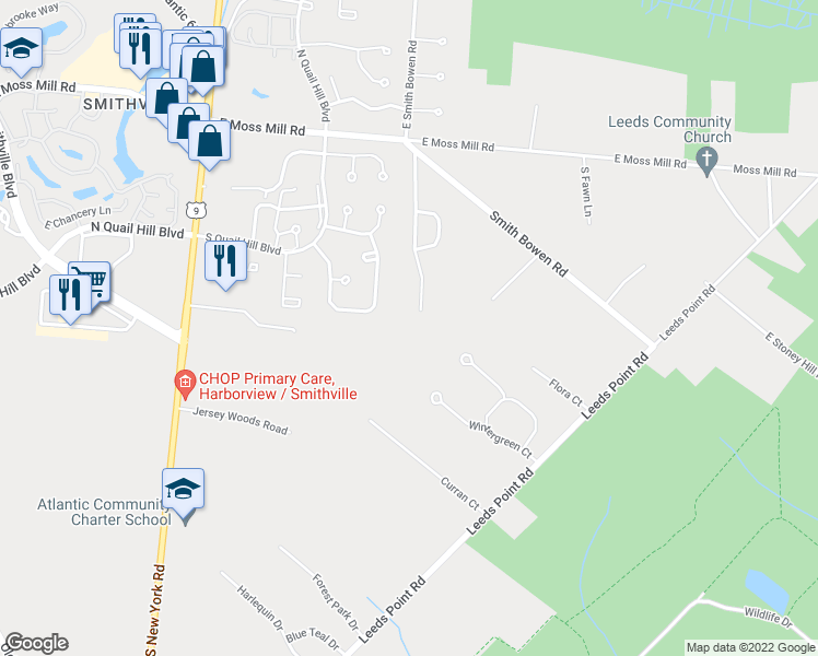 map of restaurants, bars, coffee shops, grocery stores, and more near 28 South Schooner Landing Road in Absecon