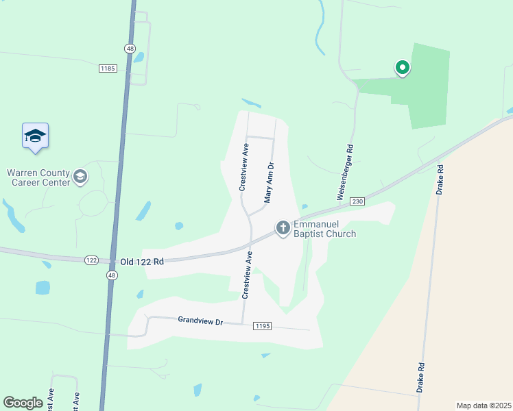 map of restaurants, bars, coffee shops, grocery stores, and more near 3521 Mary Ann Drive in Lebanon