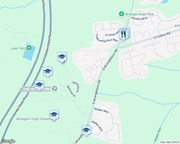 map of restaurants, bars, coffee shops, grocery stores, and more near 64 Arapaho Place in Galloway