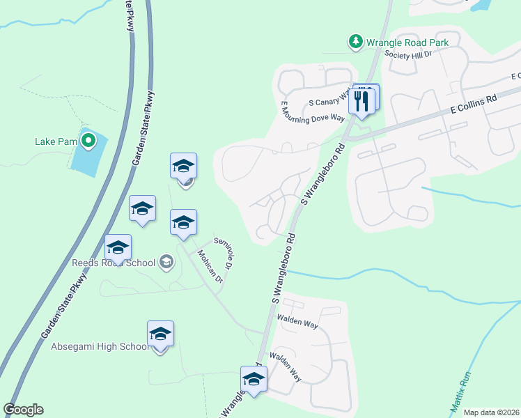 map of restaurants, bars, coffee shops, grocery stores, and more near 64 Arapaho Place in Galloway