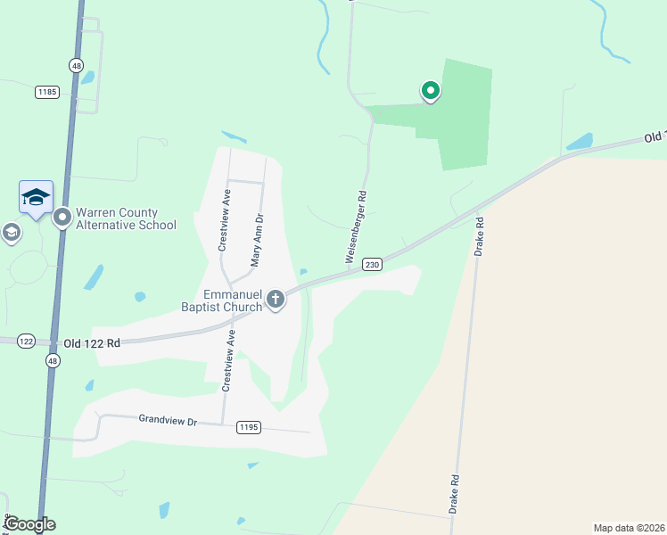 map of restaurants, bars, coffee shops, grocery stores, and more near 3535 Weisenberger Road in Lebanon