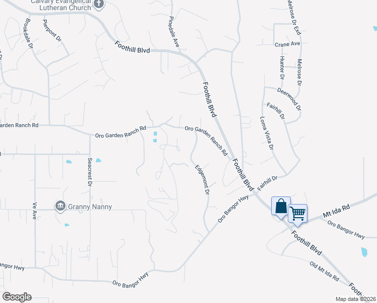 map of restaurants, bars, coffee shops, grocery stores, and more near 26 Edgemont Drive in Oroville