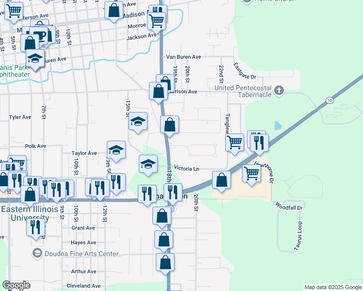 map of restaurants, bars, coffee shops, grocery stores, and more near 2-34 Circle Drive in Charleston