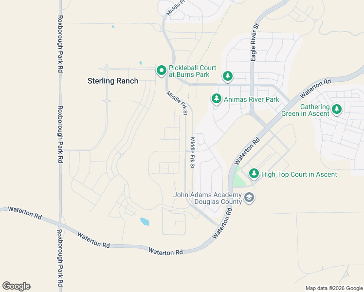 map of restaurants, bars, coffee shops, grocery stores, and more near 8678 Roxborough Park Road in Littleton