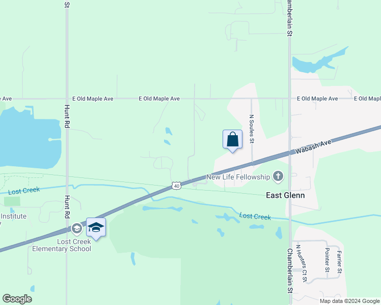 map of restaurants, bars, coffee shops, grocery stores, and more near 7140 Wabash Avenue in Terre Haute