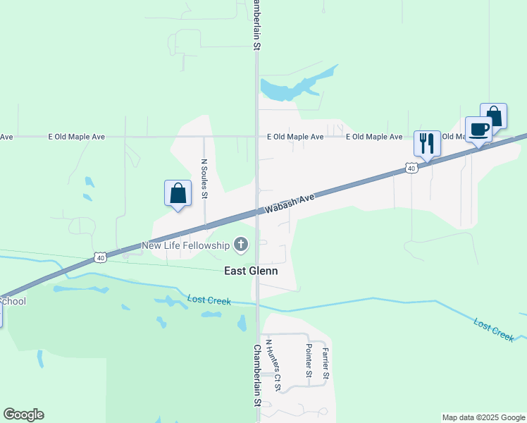 map of restaurants, bars, coffee shops, grocery stores, and more near 6701 Wabash Avenue in Terre Haute