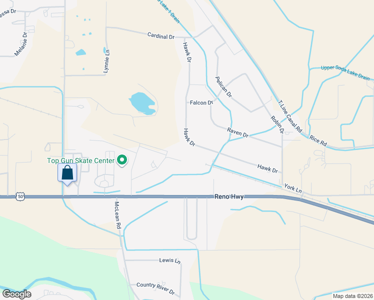 map of restaurants, bars, coffee shops, grocery stores, and more near 4445 Hawk Drive in Fallon