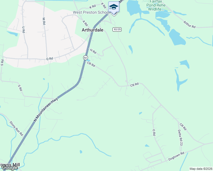 map of restaurants, bars, coffee shops, grocery stores, and more near 80 Y Road in Reedsville