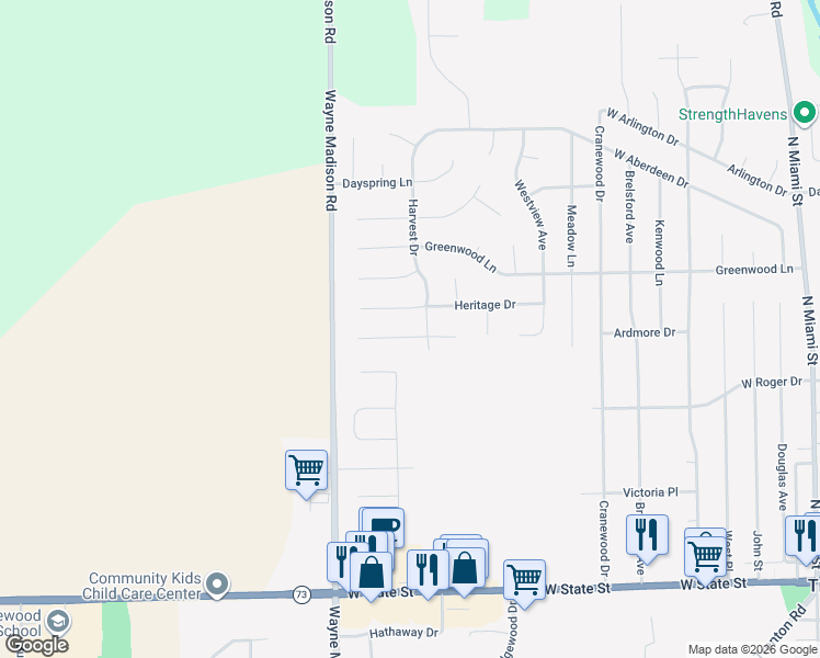 map of restaurants, bars, coffee shops, grocery stores, and more near 906 West Jameson Court in Trenton
