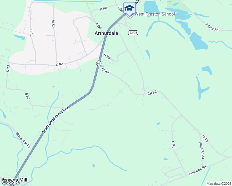 map of restaurants, bars, coffee shops, grocery stores, and more near 80 Y Road in Reedsville