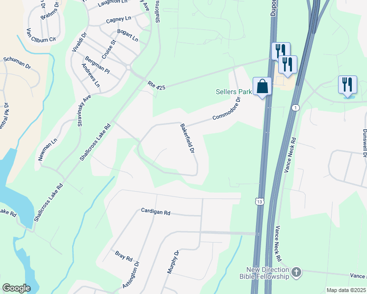 map of restaurants, bars, coffee shops, grocery stores, and more near 163 Bakerfield Drive in Middletown