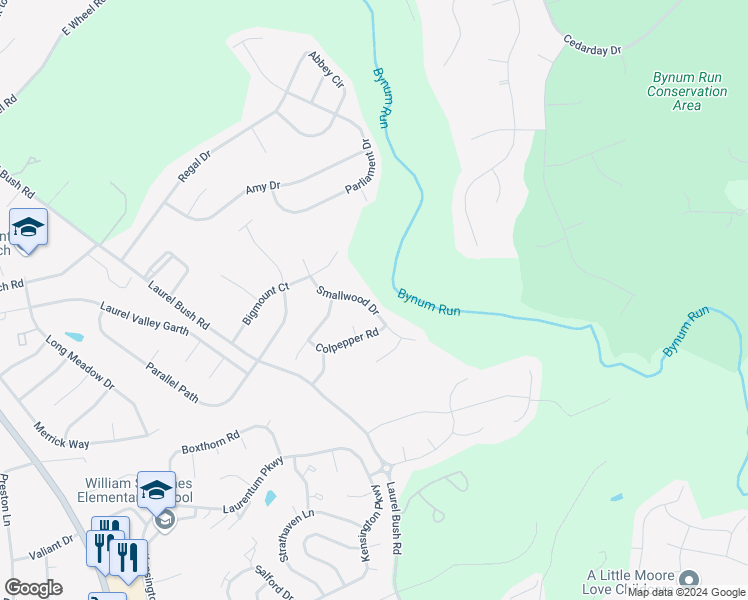 map of restaurants, bars, coffee shops, grocery stores, and more near 2629 Smallwood Drive in Abingdon