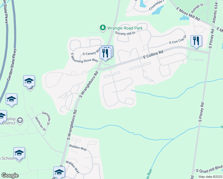 map of restaurants, bars, coffee shops, grocery stores, and more near 26 Liberty Court in Galloway