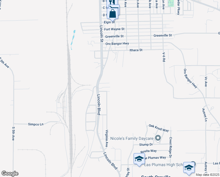 map of restaurants, bars, coffee shops, grocery stores, and more near 2100 Grove Street in Oroville