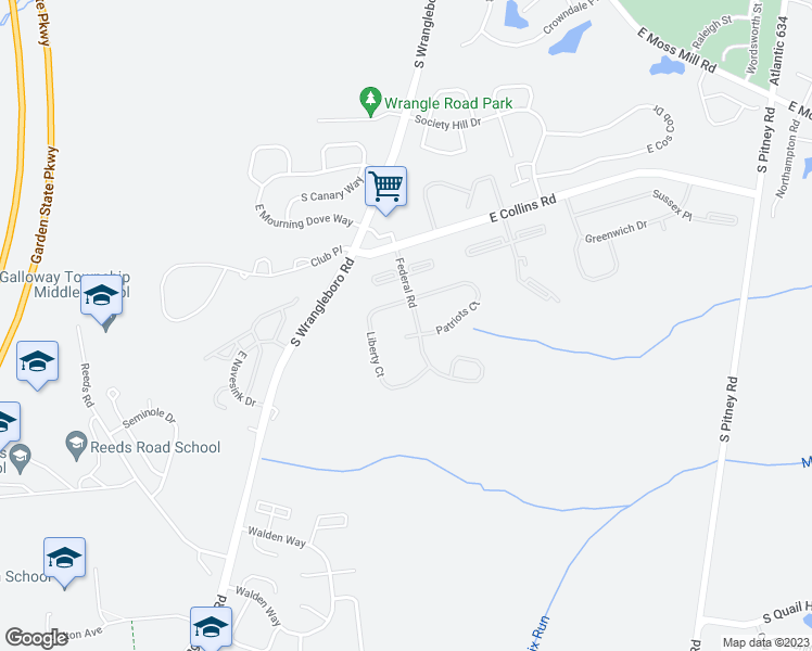 map of restaurants, bars, coffee shops, grocery stores, and more near 25 Federal Court in Galloway