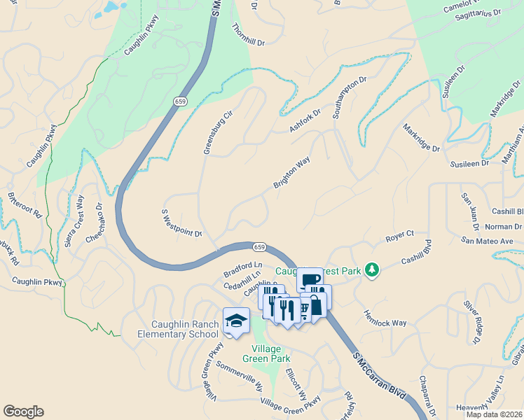 map of restaurants, bars, coffee shops, grocery stores, and more near 3705 Ranch Crest Drive in Reno