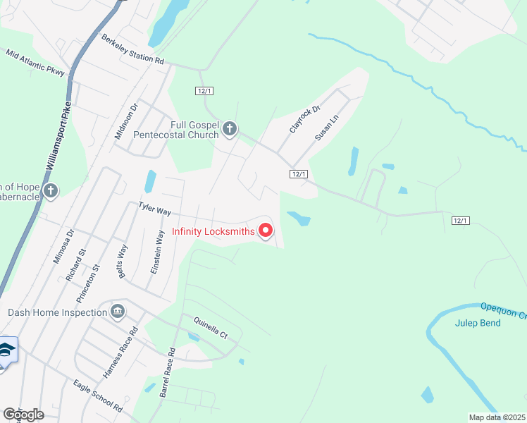 map of restaurants, bars, coffee shops, grocery stores, and more near 429 Tyler Way in Martinsburg