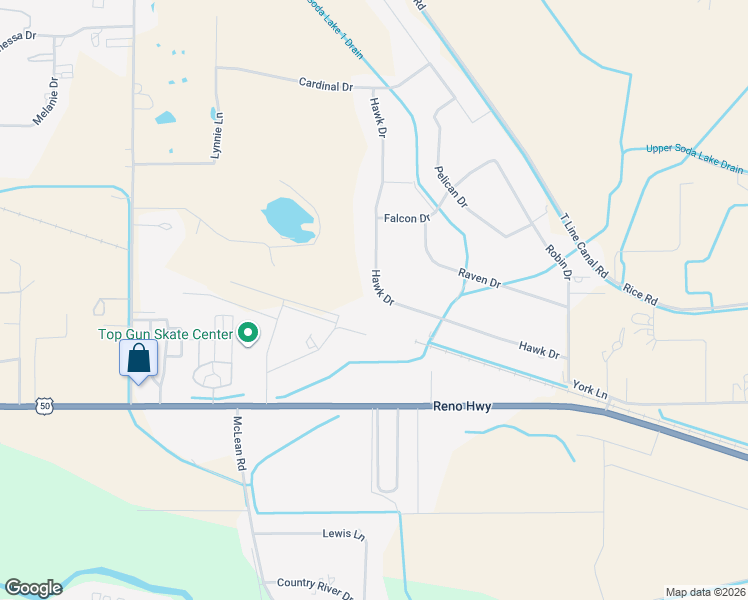 map of restaurants, bars, coffee shops, grocery stores, and more near 4445 Hawk Drive in Fallon