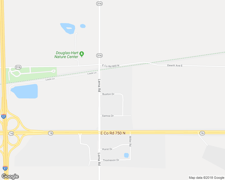 map of restaurants, bars, coffee shops, grocery stores, and more near 2506 Buxton Drive in Mattoon