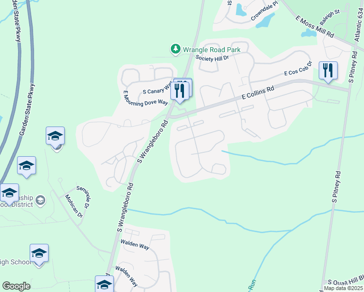 map of restaurants, bars, coffee shops, grocery stores, and more near 29 Liberty Court in Galloway