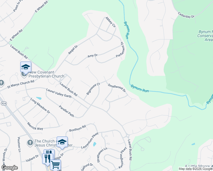 map of restaurants, bars, coffee shops, grocery stores, and more near 2610 Smallwood Drive in Abingdon