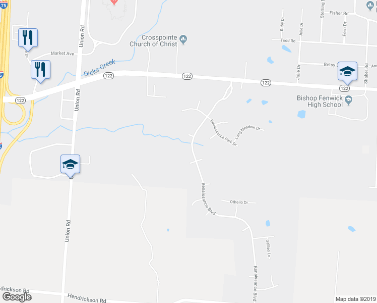 map of restaurants, bars, coffee shops, grocery stores, and more near 3279 Renaissance Boulevard in Franklin