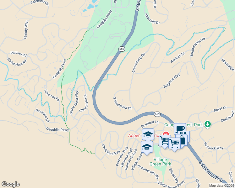map of restaurants, bars, coffee shops, grocery stores, and more near 3911 North Westpoint Drive in Reno