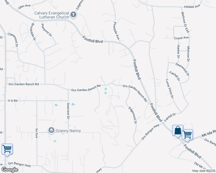 map of restaurants, bars, coffee shops, grocery stores, and more near 0 Inglewood Drive in Oroville