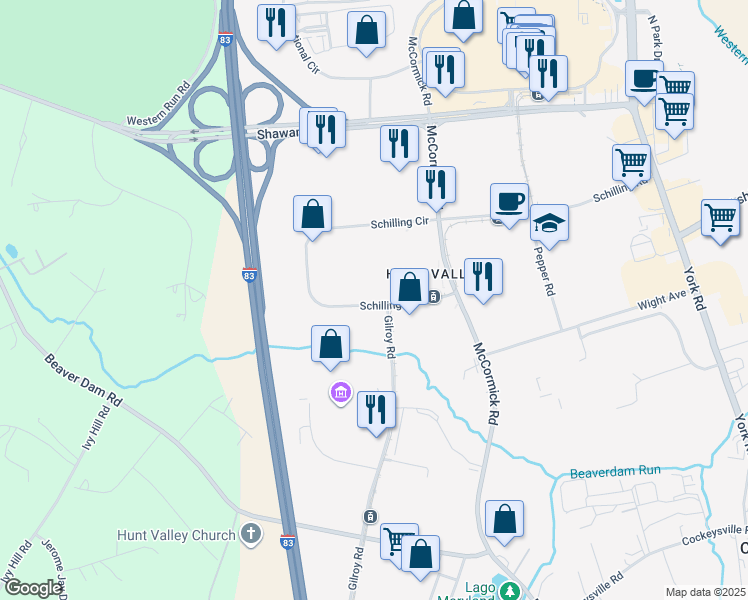map of restaurants, bars, coffee shops, grocery stores, and more near in Cockeysville