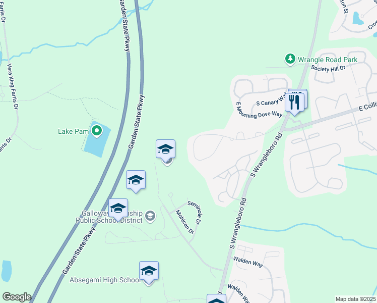map of restaurants, bars, coffee shops, grocery stores, and more near 141 Club Place in Galloway