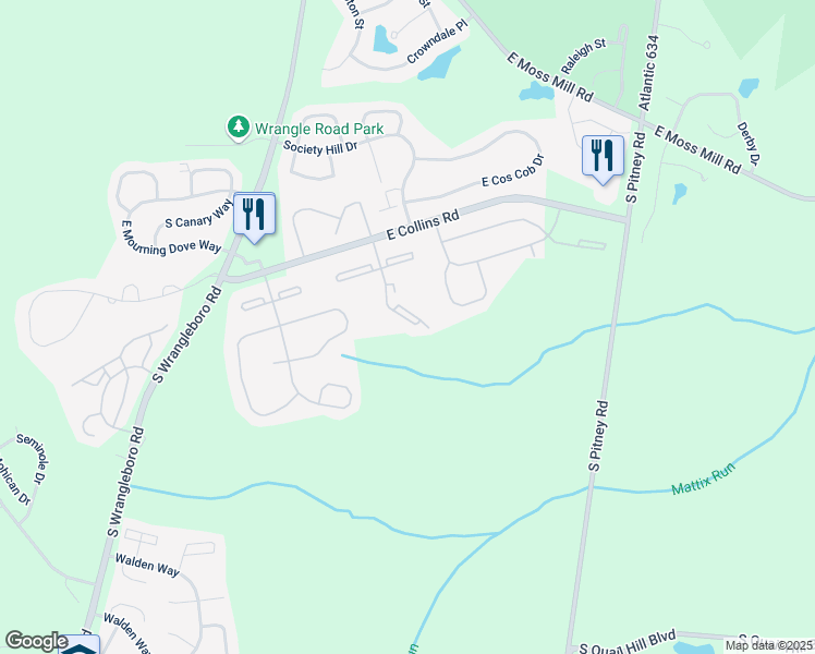 map of restaurants, bars, coffee shops, grocery stores, and more near 205 Colonial Court in Galloway