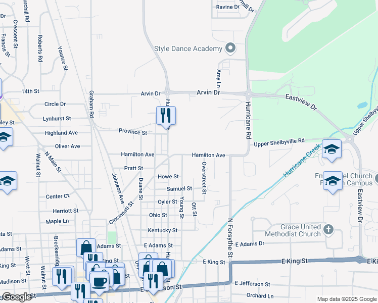 map of restaurants, bars, coffee shops, grocery stores, and more near 600 Hamilton Avenue in Franklin