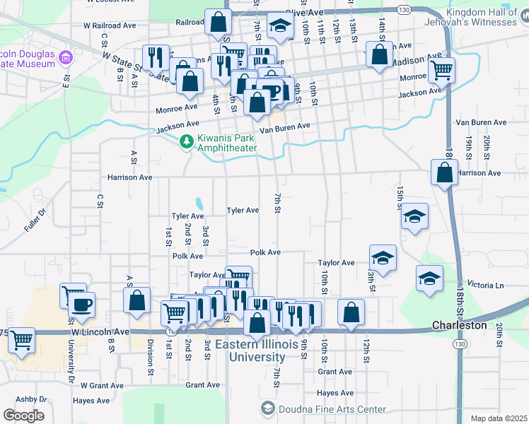 map of restaurants, bars, coffee shops, grocery stores, and more near 845 6th Street in Charleston