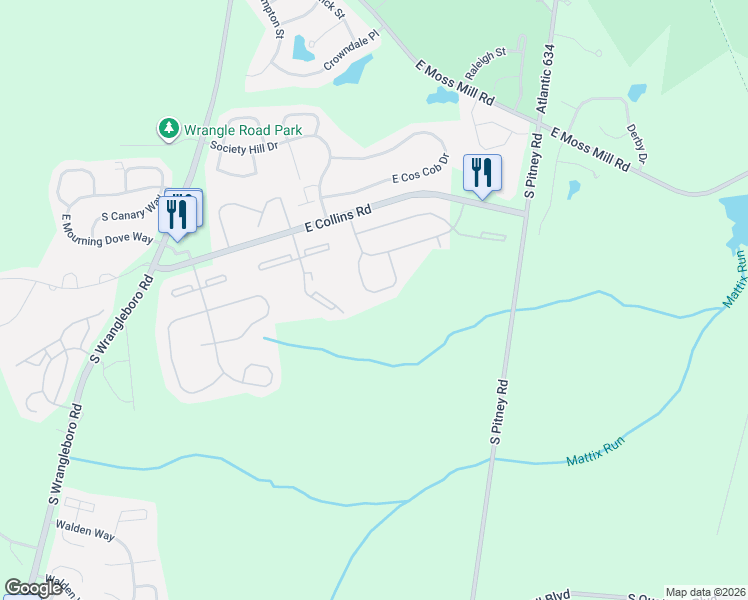 map of restaurants, bars, coffee shops, grocery stores, and more near 34 Cheshire Drive in Galloway