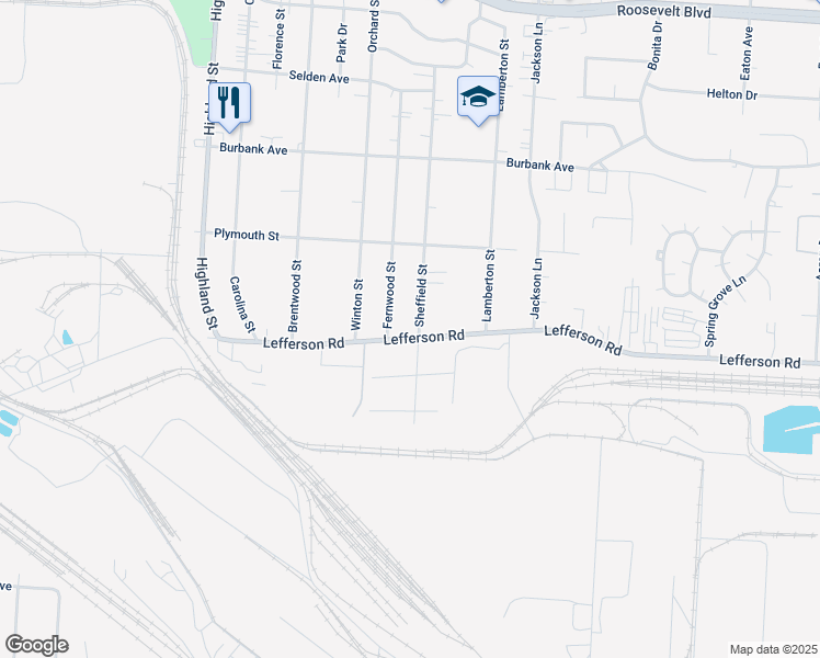 map of restaurants, bars, coffee shops, grocery stores, and more near 3209 Lefferson Road in Middletown