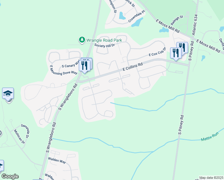 map of restaurants, bars, coffee shops, grocery stores, and more near 48 Colonial Court in Galloway