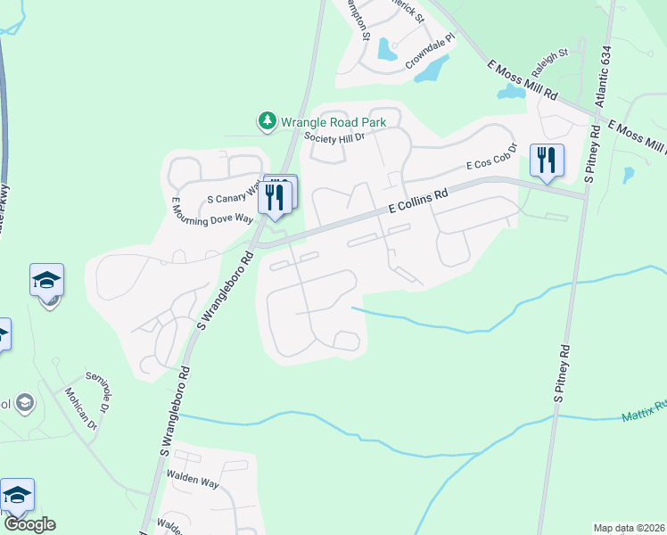 map of restaurants, bars, coffee shops, grocery stores, and more near 48 Colonial Court in Galloway