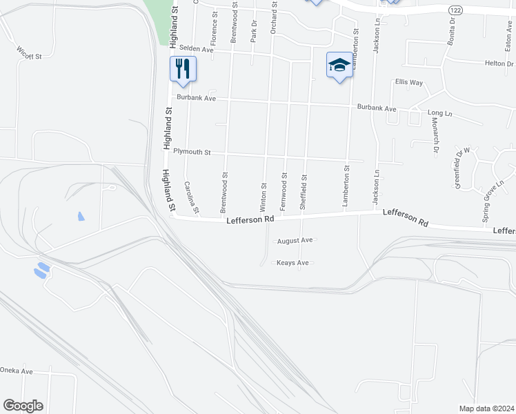 map of restaurants, bars, coffee shops, grocery stores, and more near 2228 Winton Street in Middletown