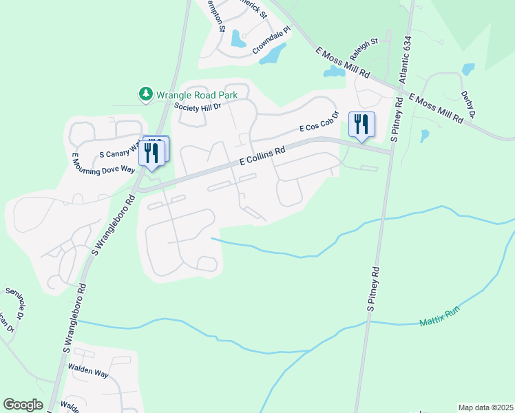 map of restaurants, bars, coffee shops, grocery stores, and more near 205 Colonial Court in Galloway