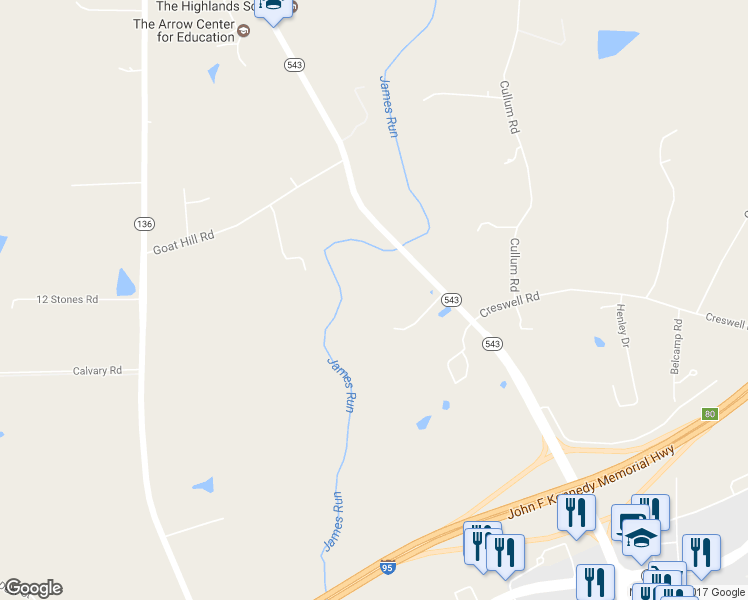 map of restaurants, bars, coffee shops, grocery stores, and more near 2714 Creswell Road in Bel Air